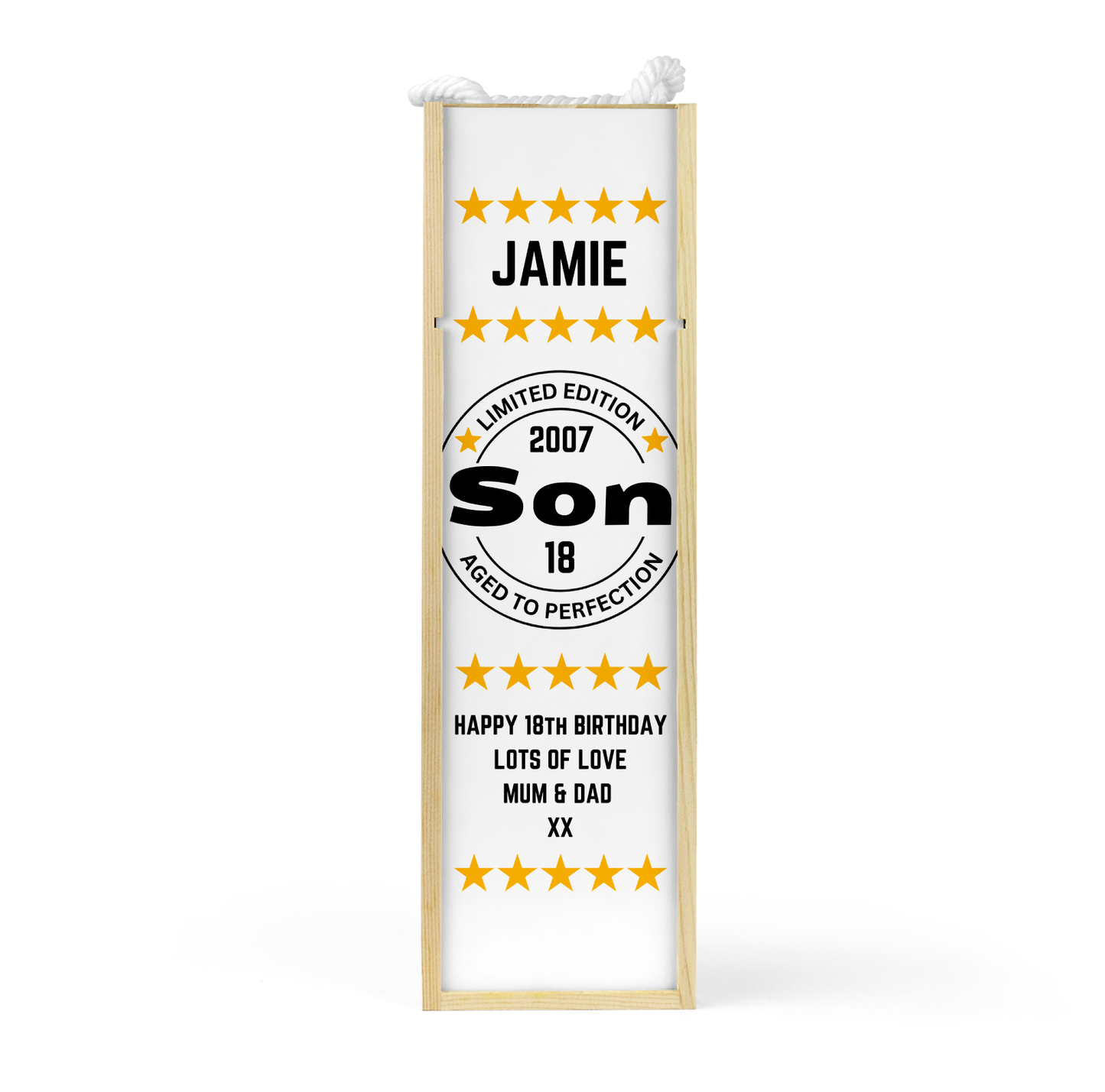 Personalised Wooden Bottle Gift Box - Son Birthday Design