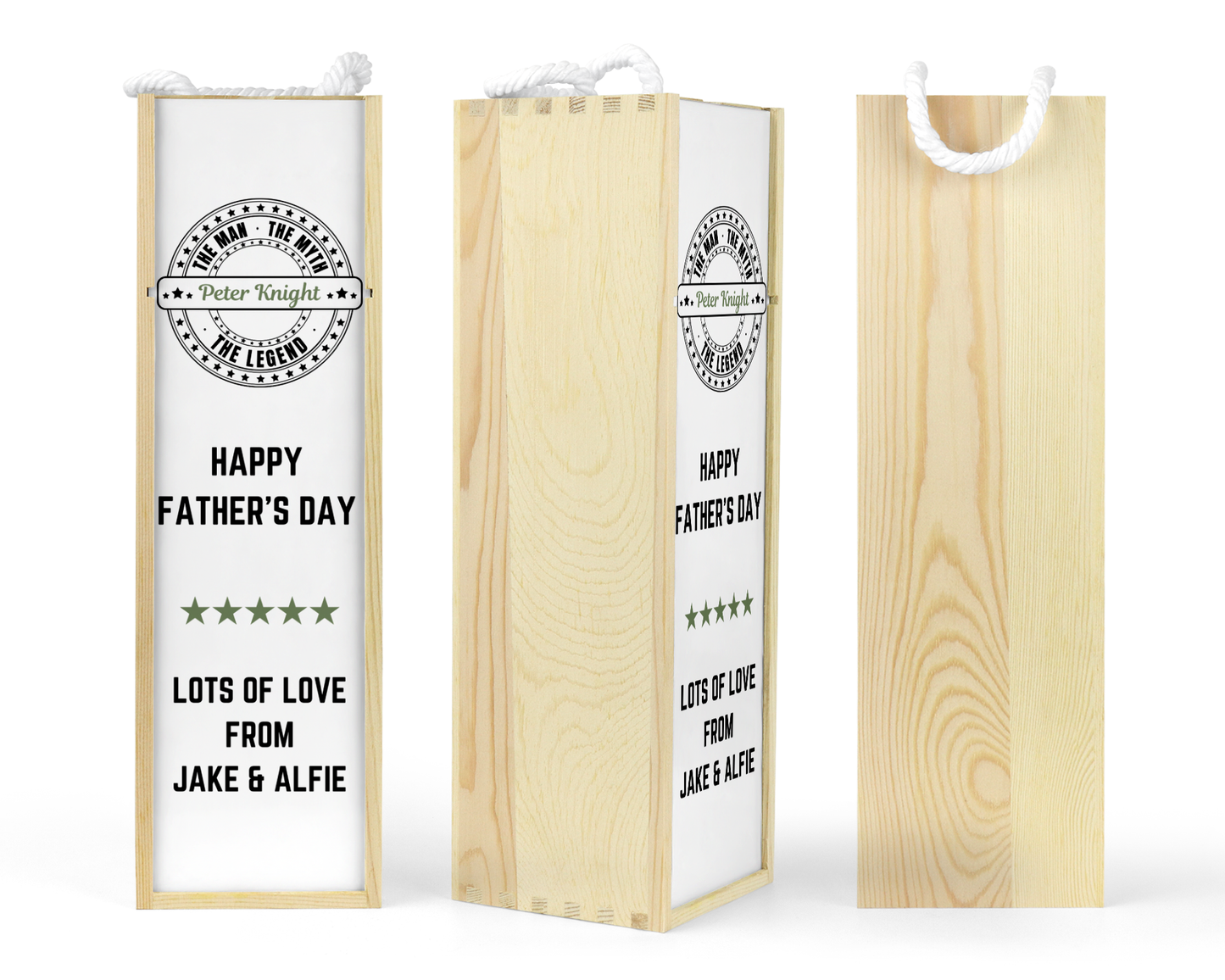 Personalised Wooden Bottle Gift Box - The Man The Myth The Legend Design