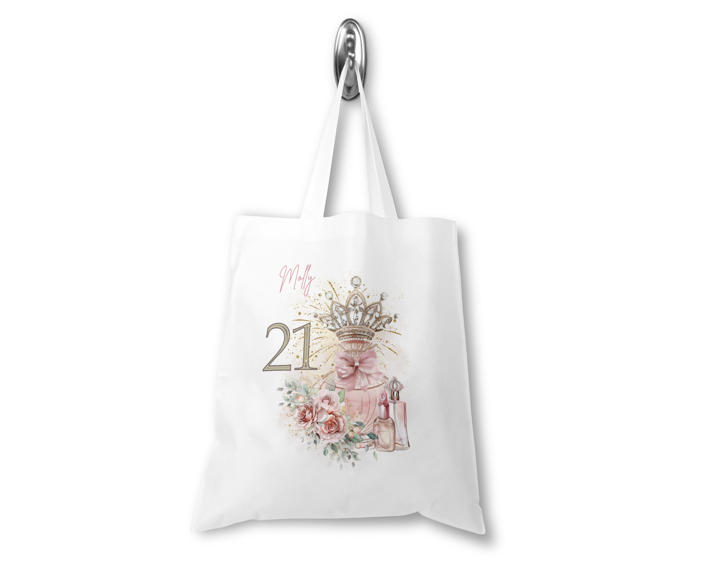 Personalised Tote Shopping Bag - 21st Birthday Crown Design