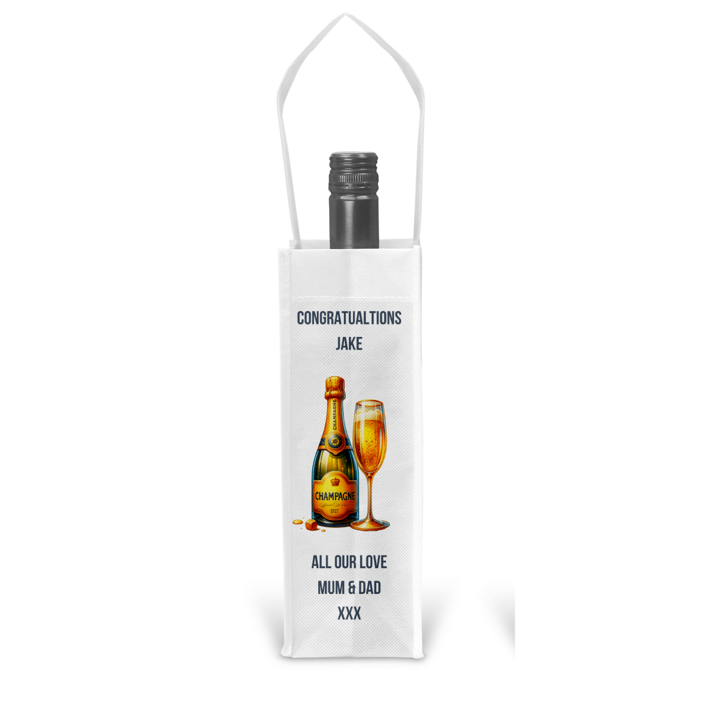 Personalised Bottle Gift Bag - Champagne Design