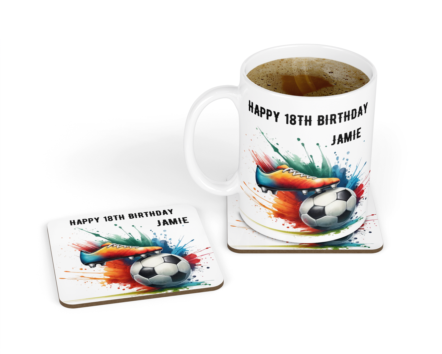 Personalised Mug & Coaster - Football Boot