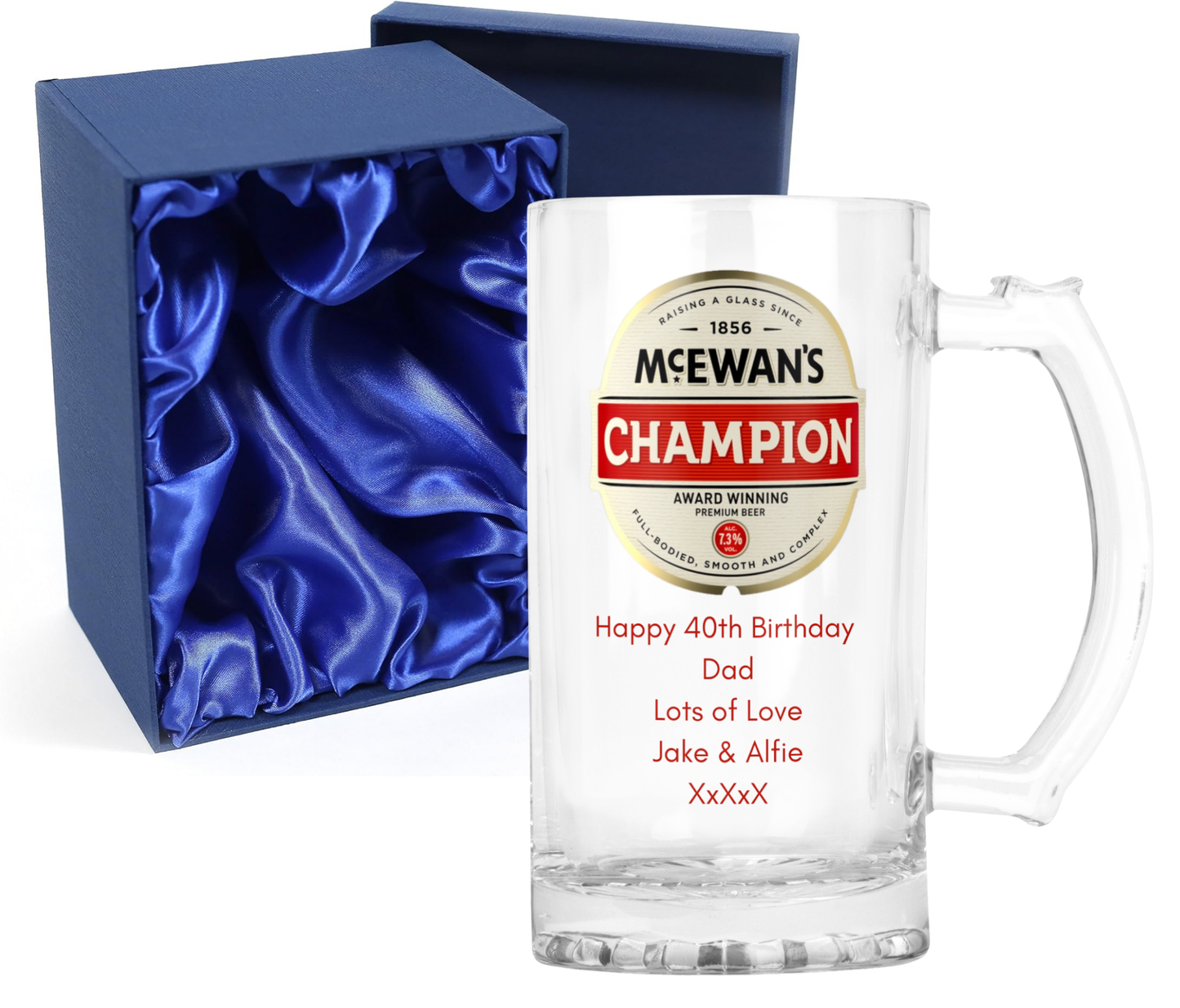 Personalised Glass Beer Tankard Mug - McEwan's Champion Premium Beer Design