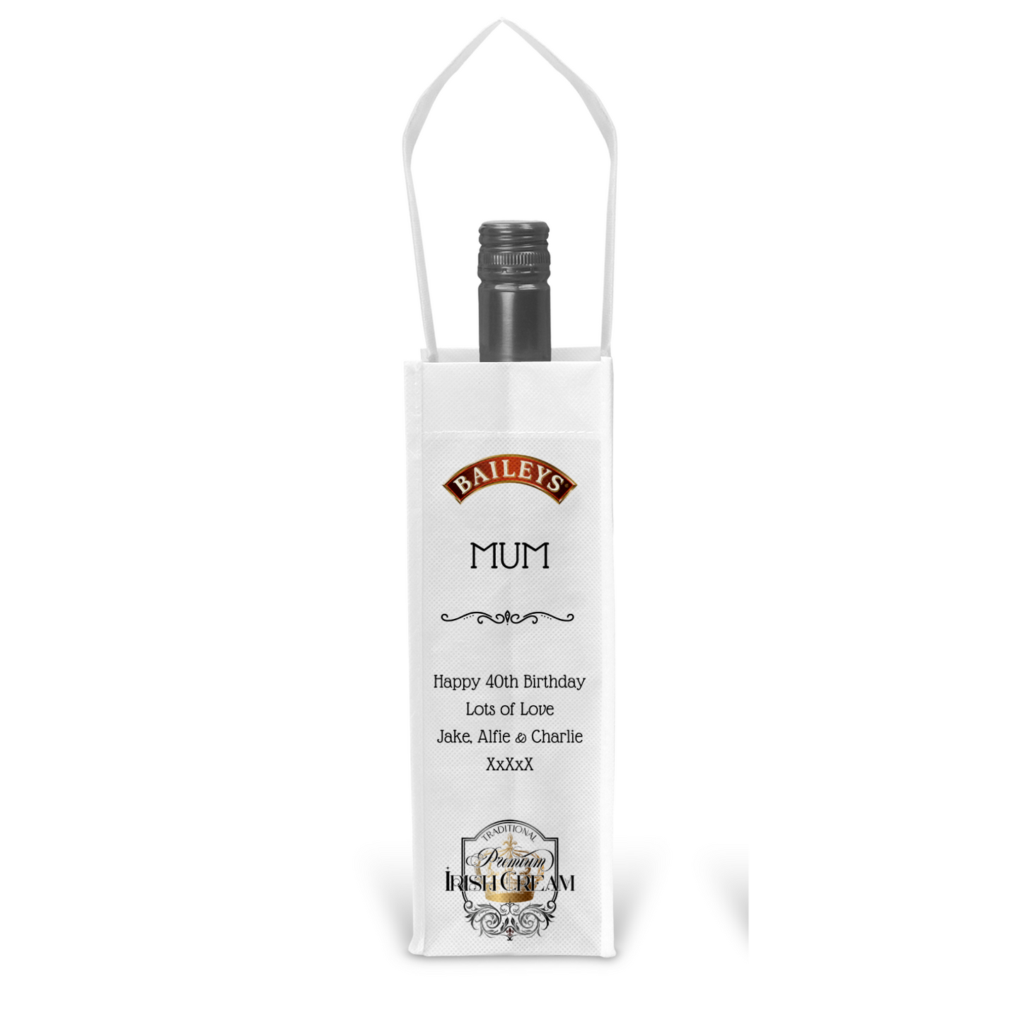 Personalised Bottle Gift Bag - Baileys Design