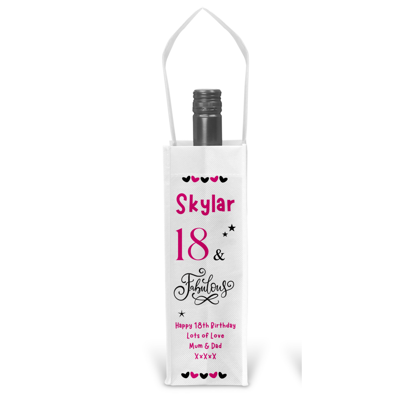 Personalised Bottle Gift Bag - Birthday Fabulous