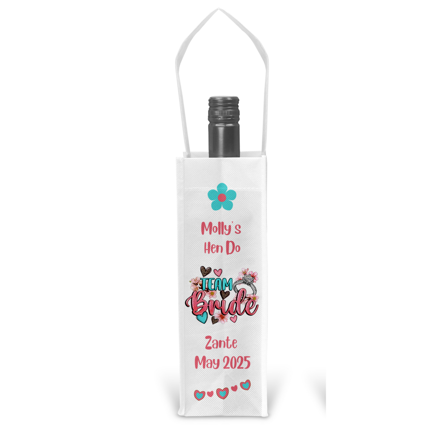 Personalised Bottle Gift Bag - Team Bride Design