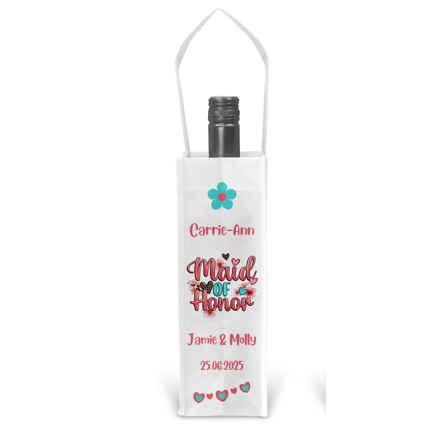 Personalised Bottle Gift Bag - Maid of Honor Wedding Design