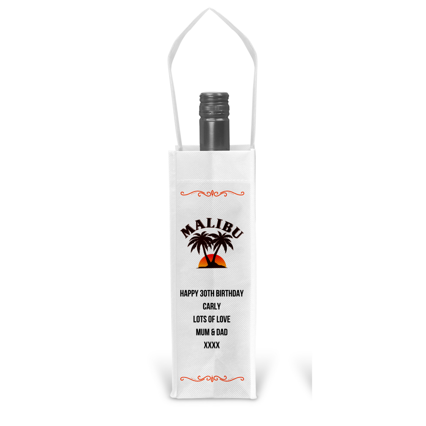 Personalised Bottle Gift Bag - Malibu Design