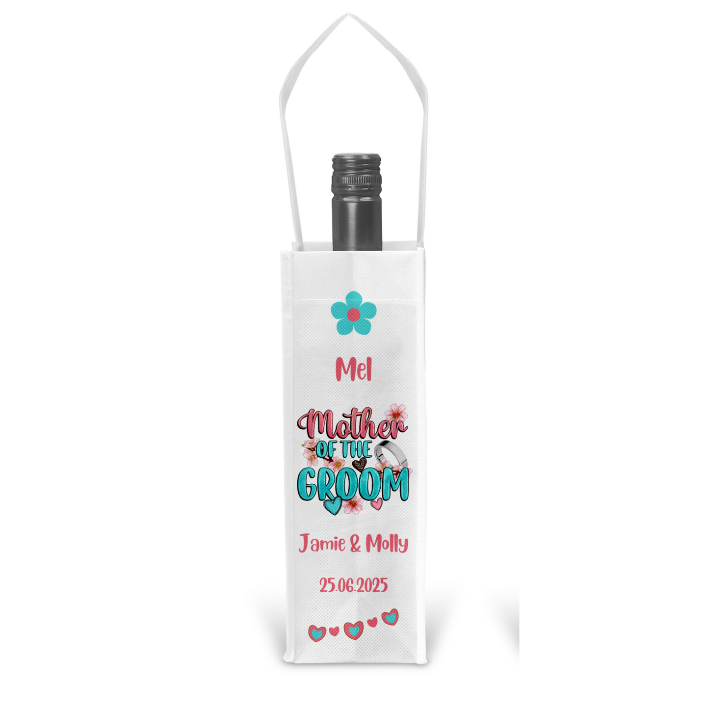 Personalised Bottle Gift Bag - Mother of the Groom Wedding Design