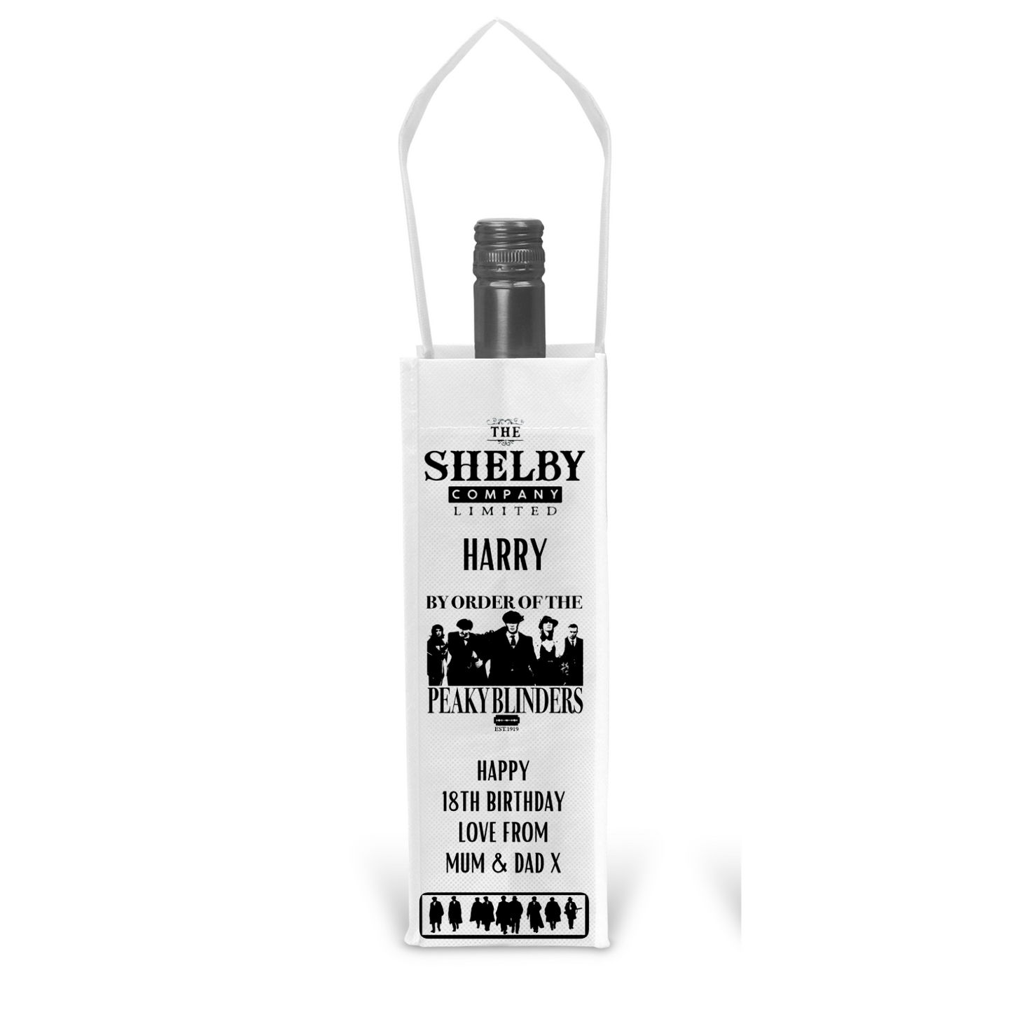 Personalised Bottle Gift Bag - Peaky Blinders Design