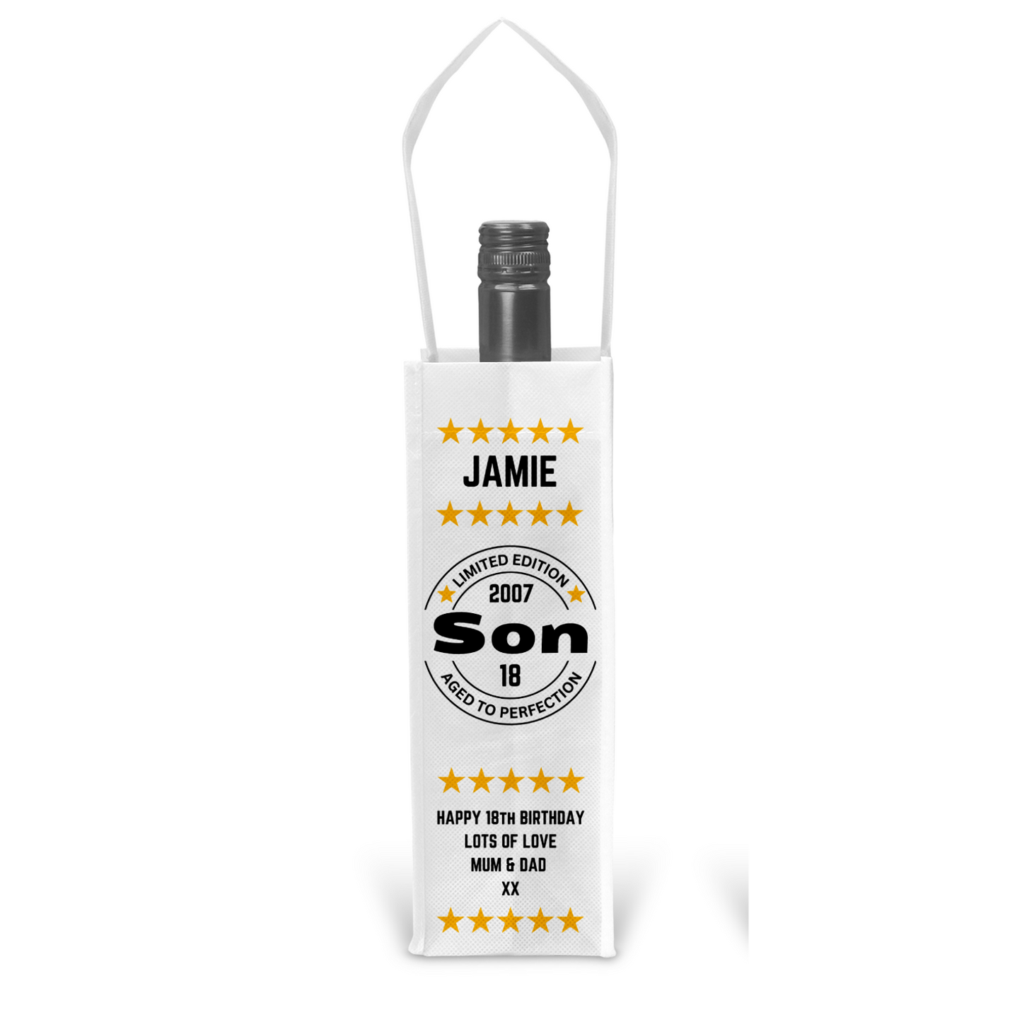 Personalised Bottle Gift Bag - Birthday SON