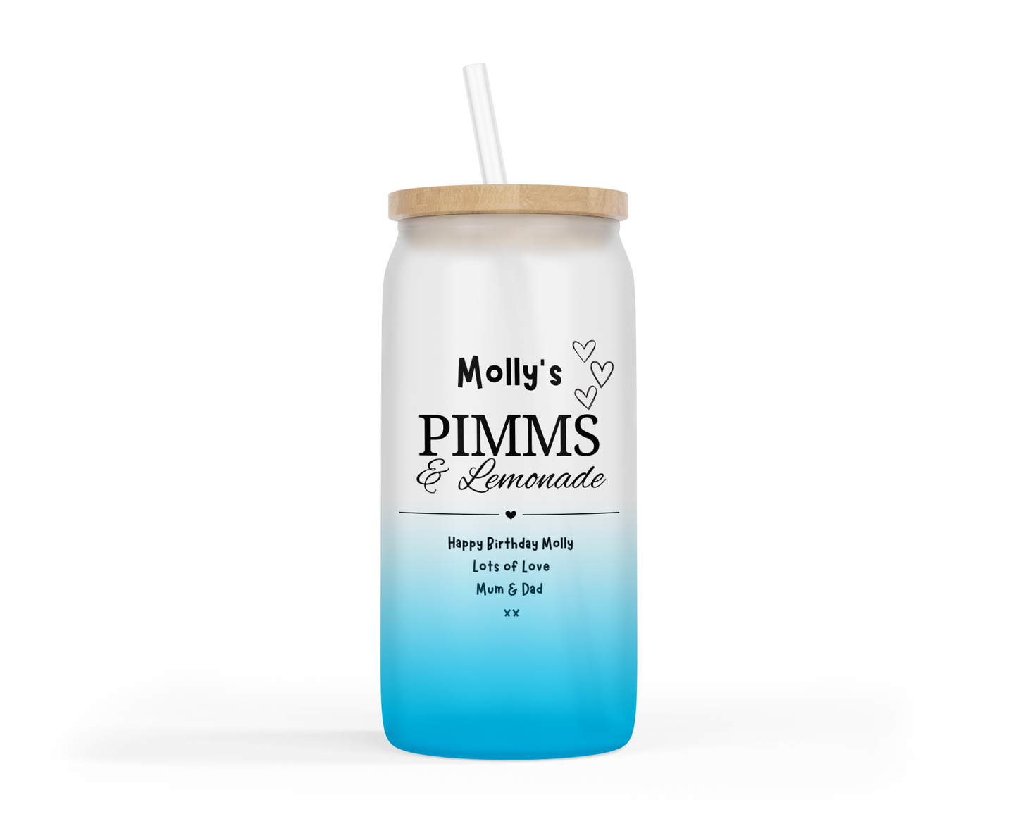 Personalised Ombre Coloured Glass Tumbler - Pimms Design