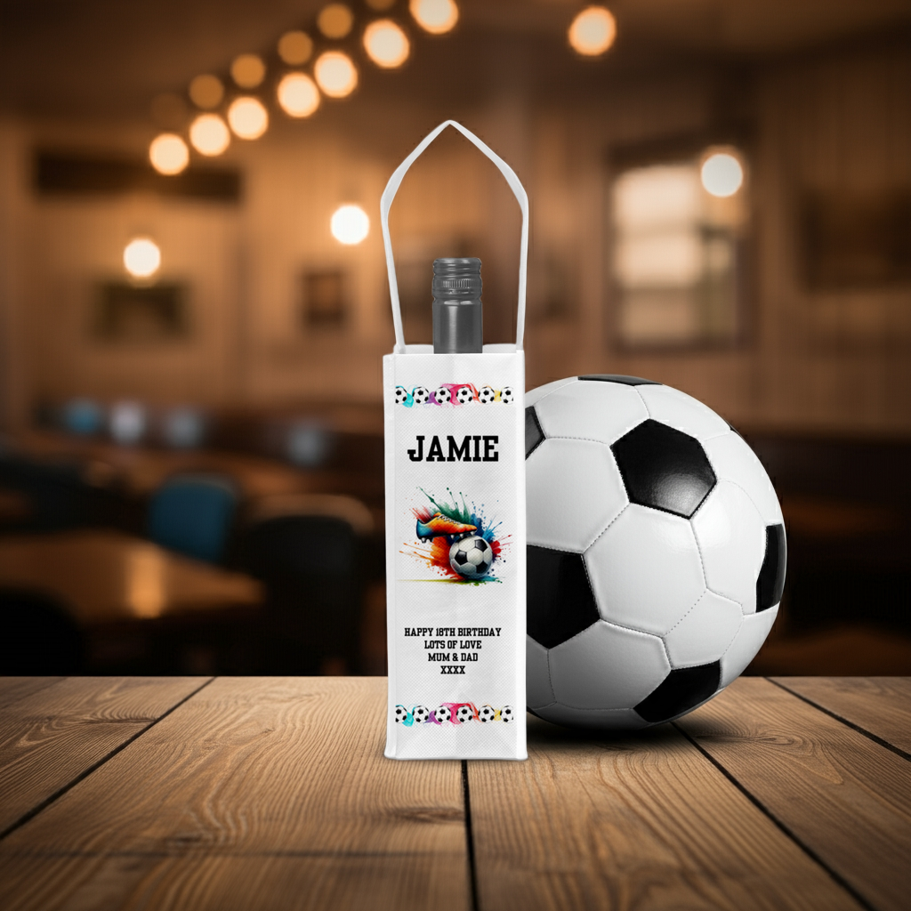 Personalised Bottle Gift Bag - Football Boot Design