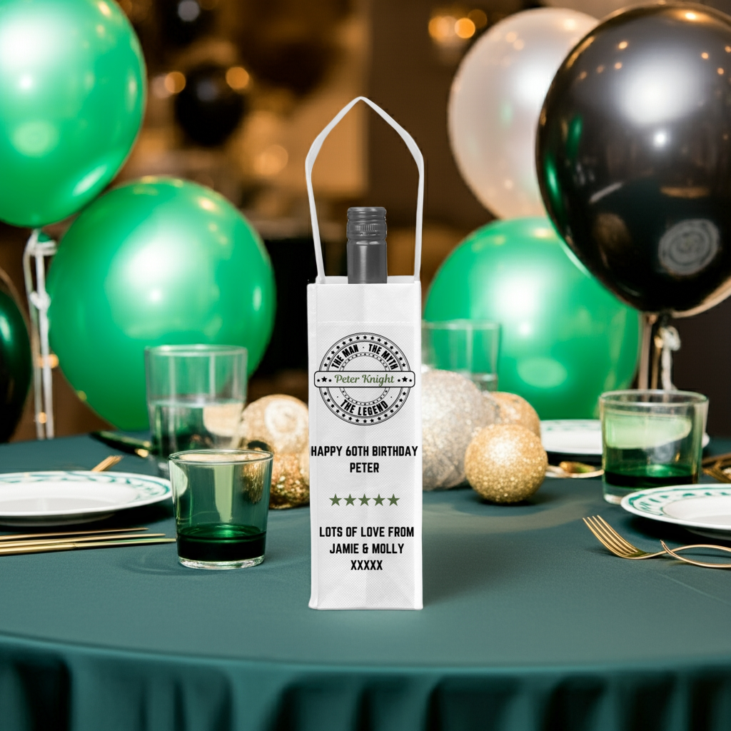 Personalised Bottle Gift Bag - Man Myth Legend Design