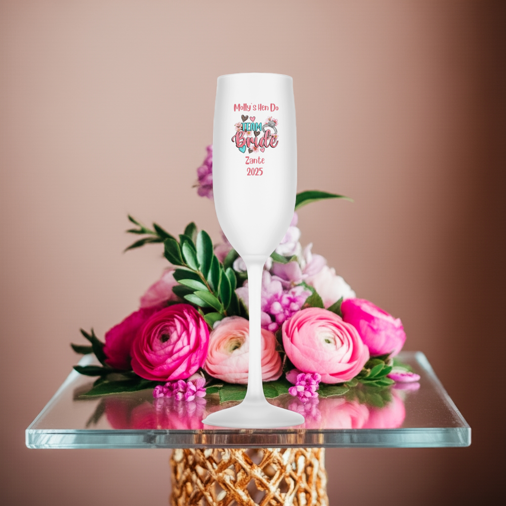 Personalised Flute Glass - Team Bride Hen Do Design