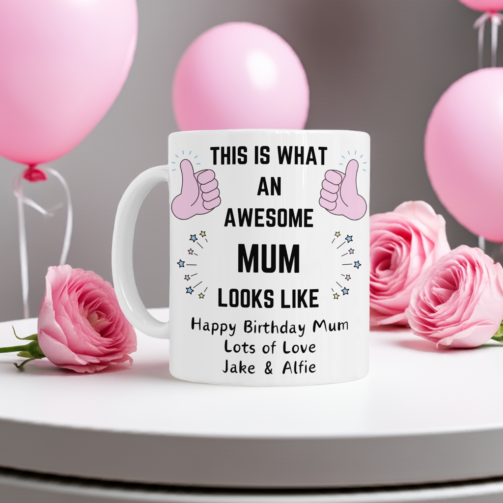 Personalised Mug - Awesome Pink Family Design