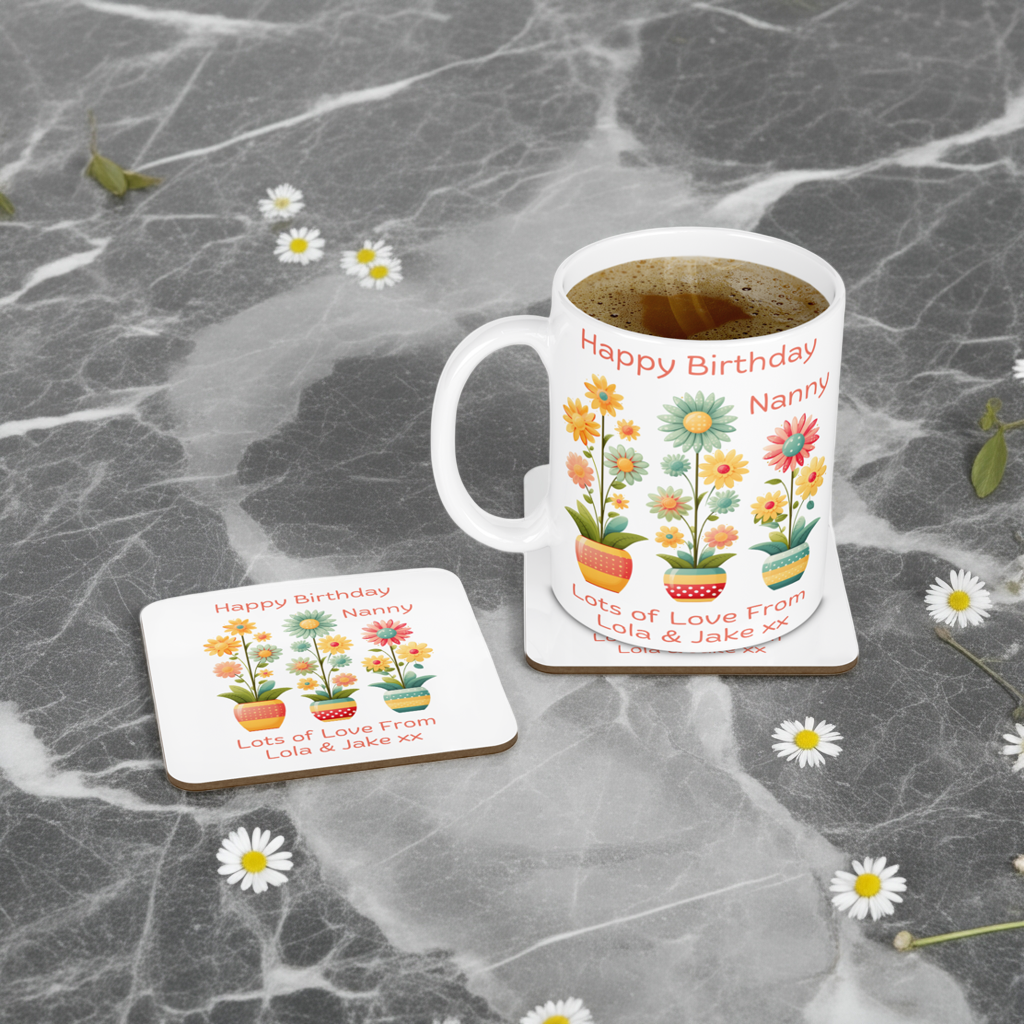 Personalised Mug & Coaster - Daisies Design