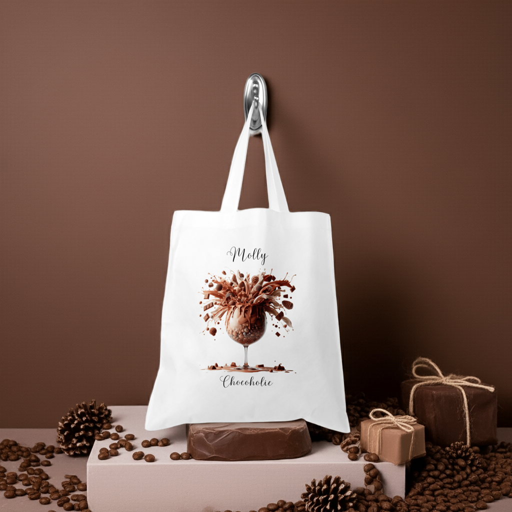 Personalised Tote Shopping Bag - Chocoholic Shake Design