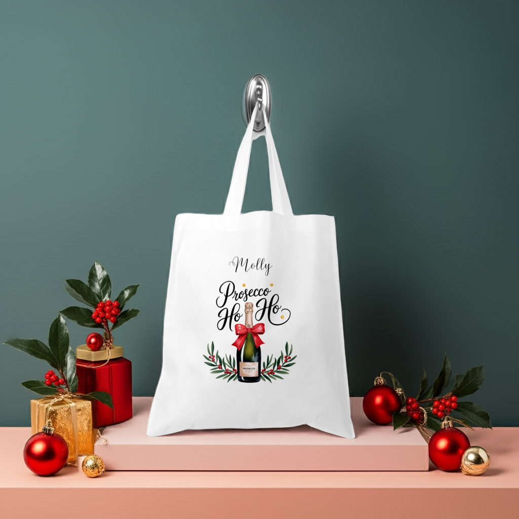 Personalised Tote Shopping Bag - Christmas Prosecco