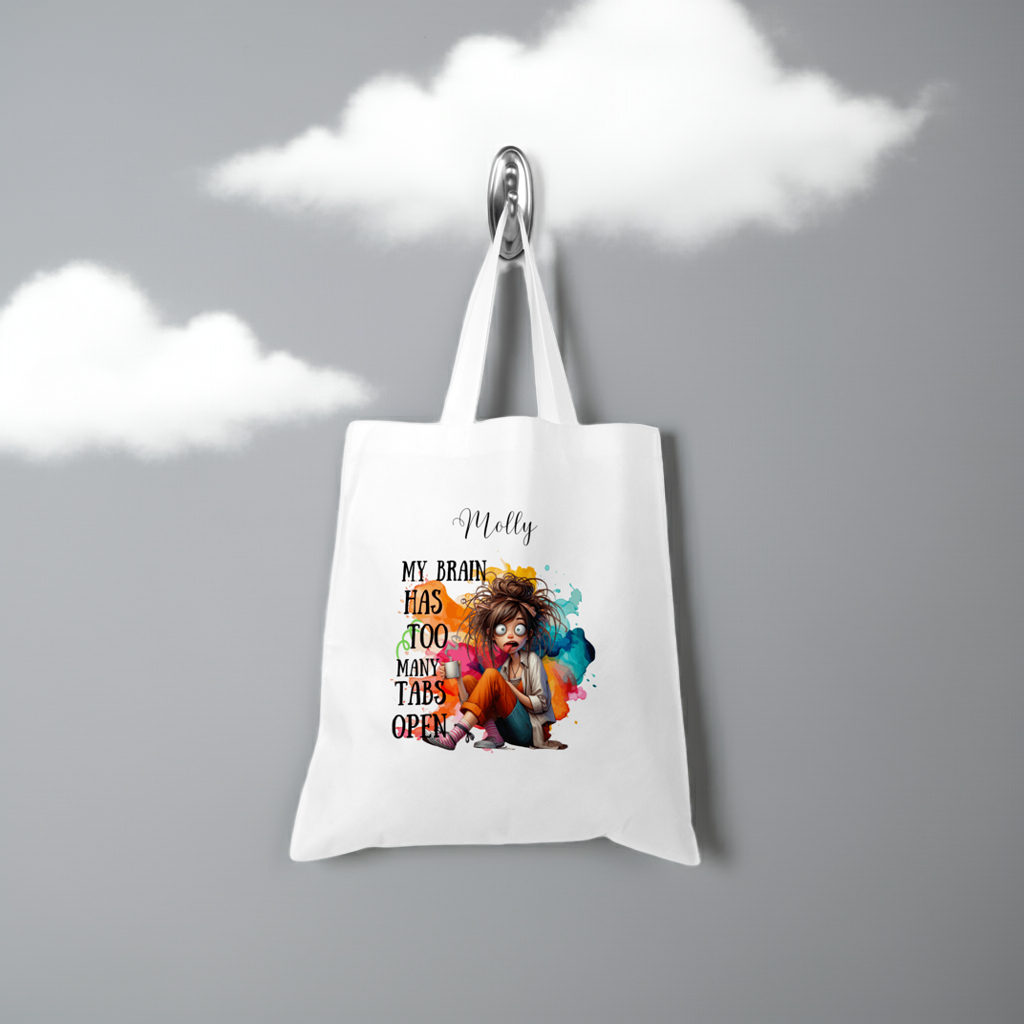 Personalised Tote Shopping Bag - Funny Brain Design