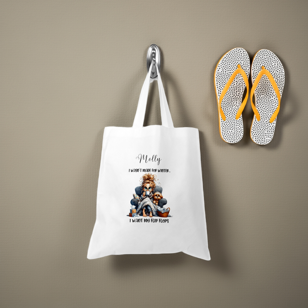 Personalised Tote Shopping Bag - Funny Flip Flops Design