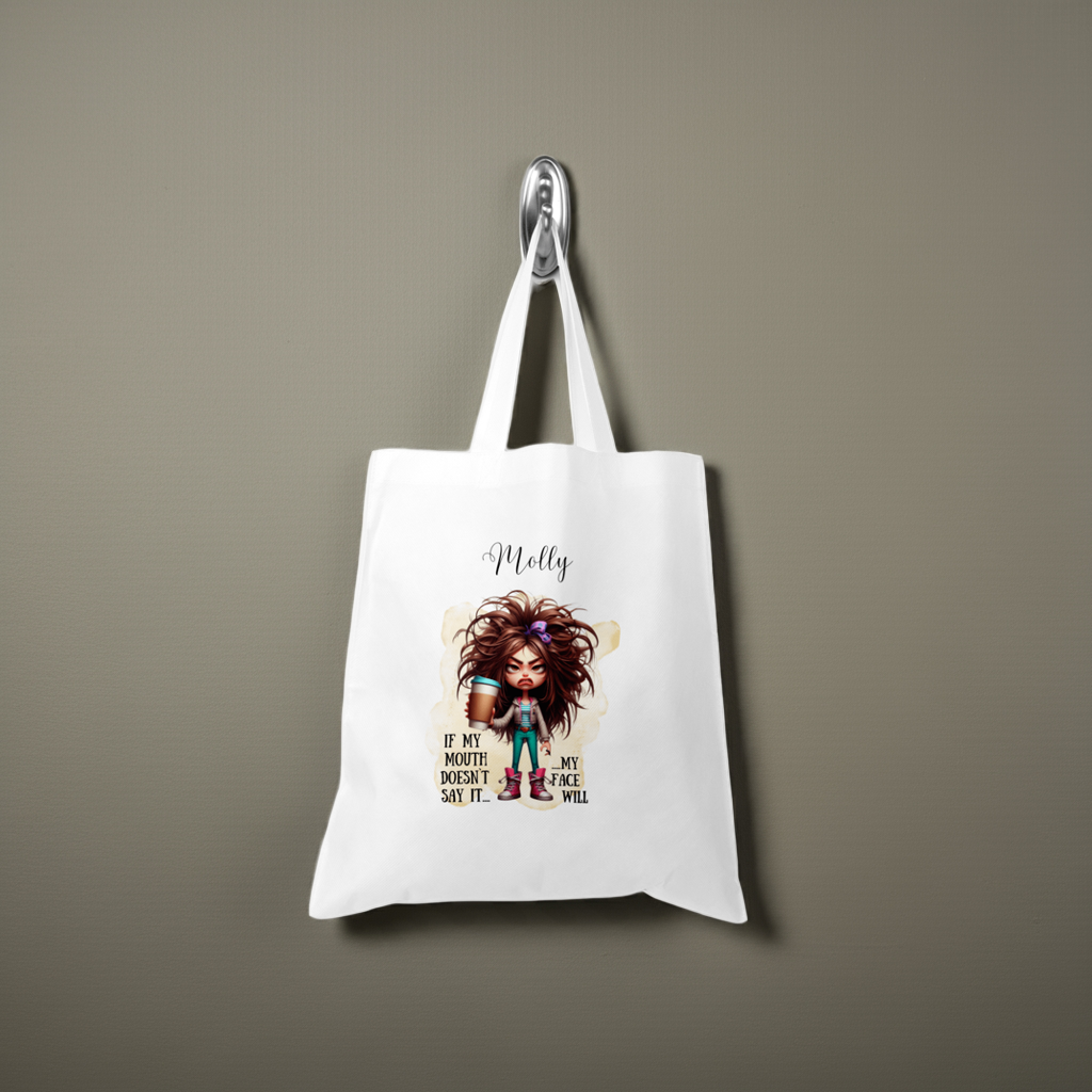 Personalised Tote Shopping Bag - Funny Mouth/Face Design