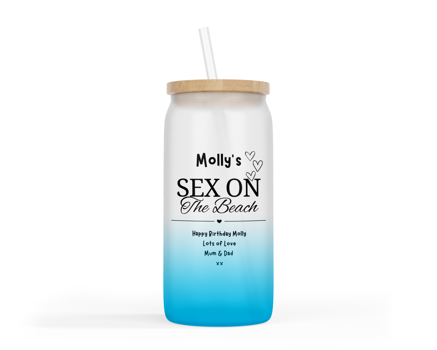 Personalised Ombre Coloured Glass Tumbler - Sex On the Beach Design