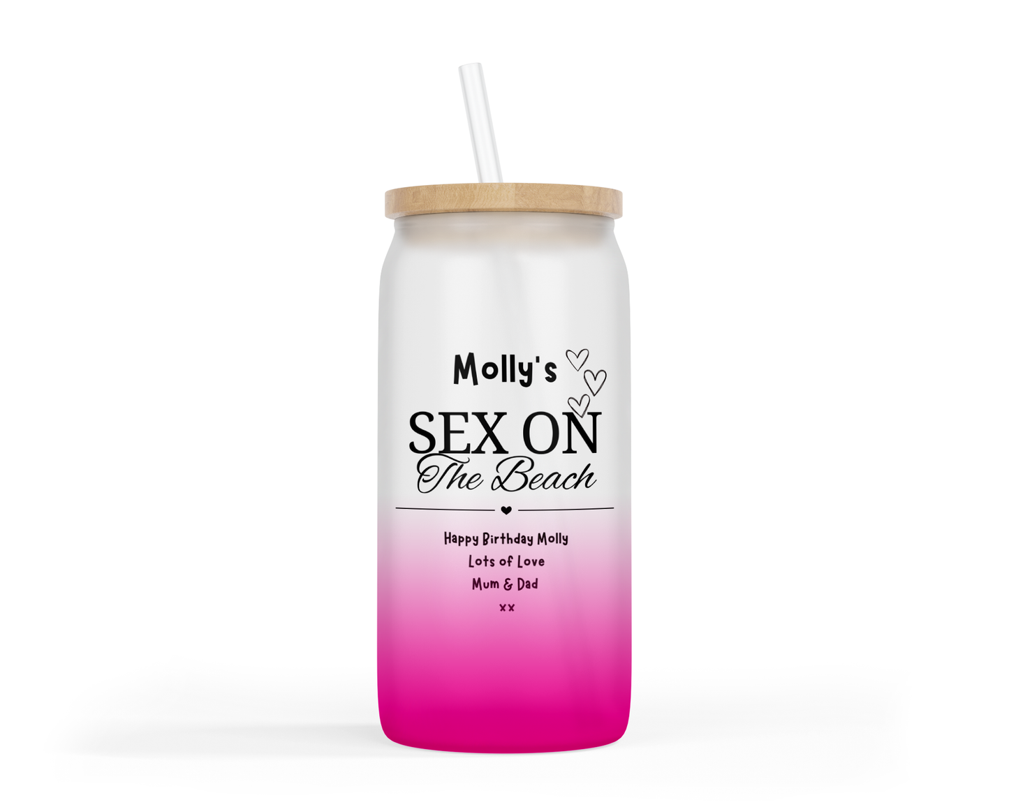 Personalised Ombre Coloured Glass Tumbler - Sex On the Beach Design