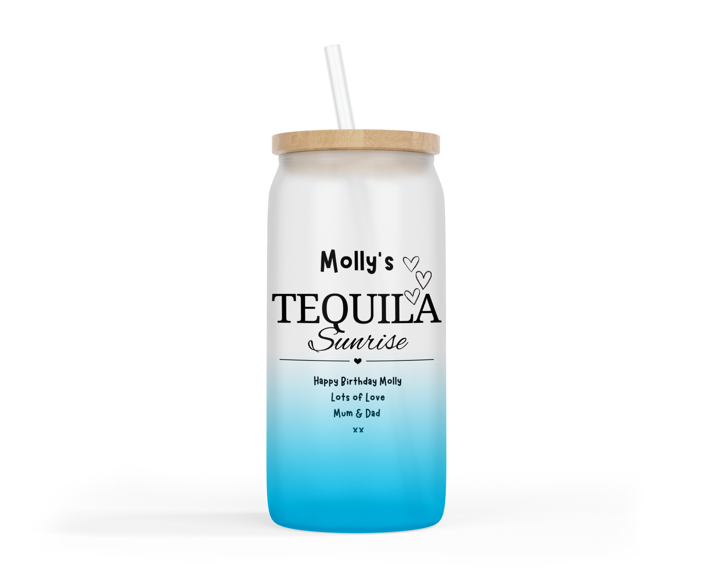 Personalised Ombre Coloured Glass Tumbler - Tequila Sunrise Design