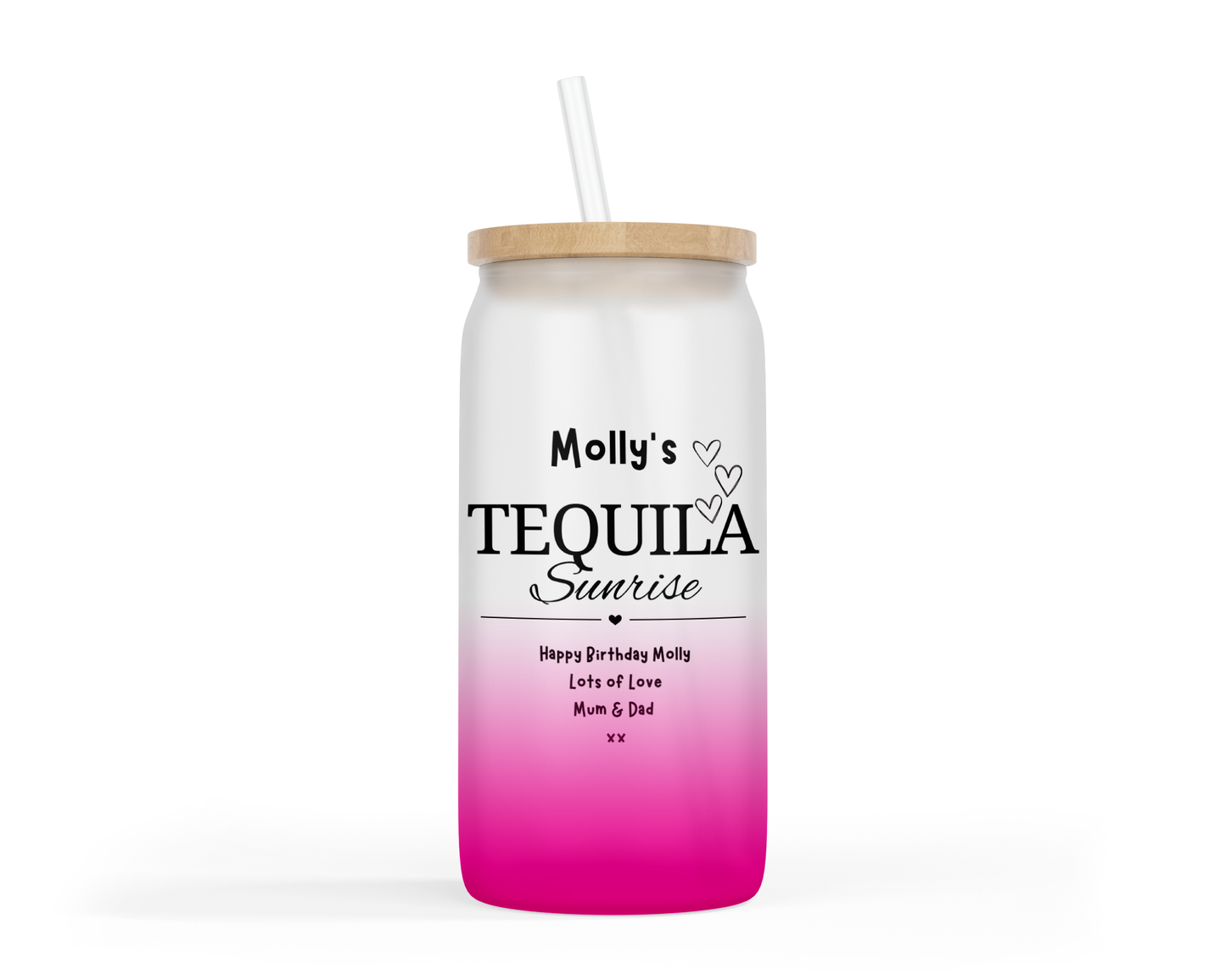 Personalised Ombre Coloured Glass Tumbler - Tequila Sunrise Design