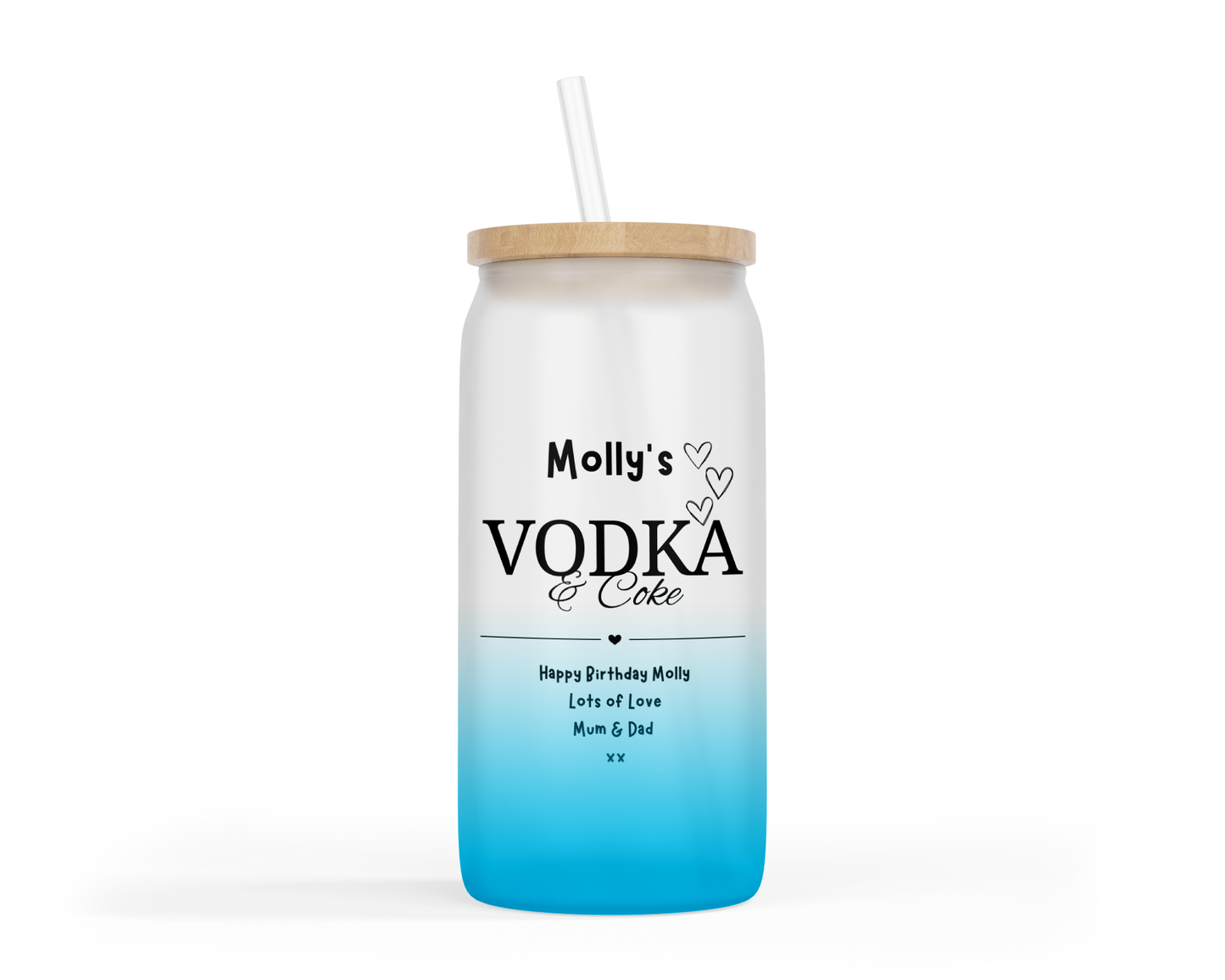 Personalised Ombre Coloured Glass Tumbler - Vodka Design