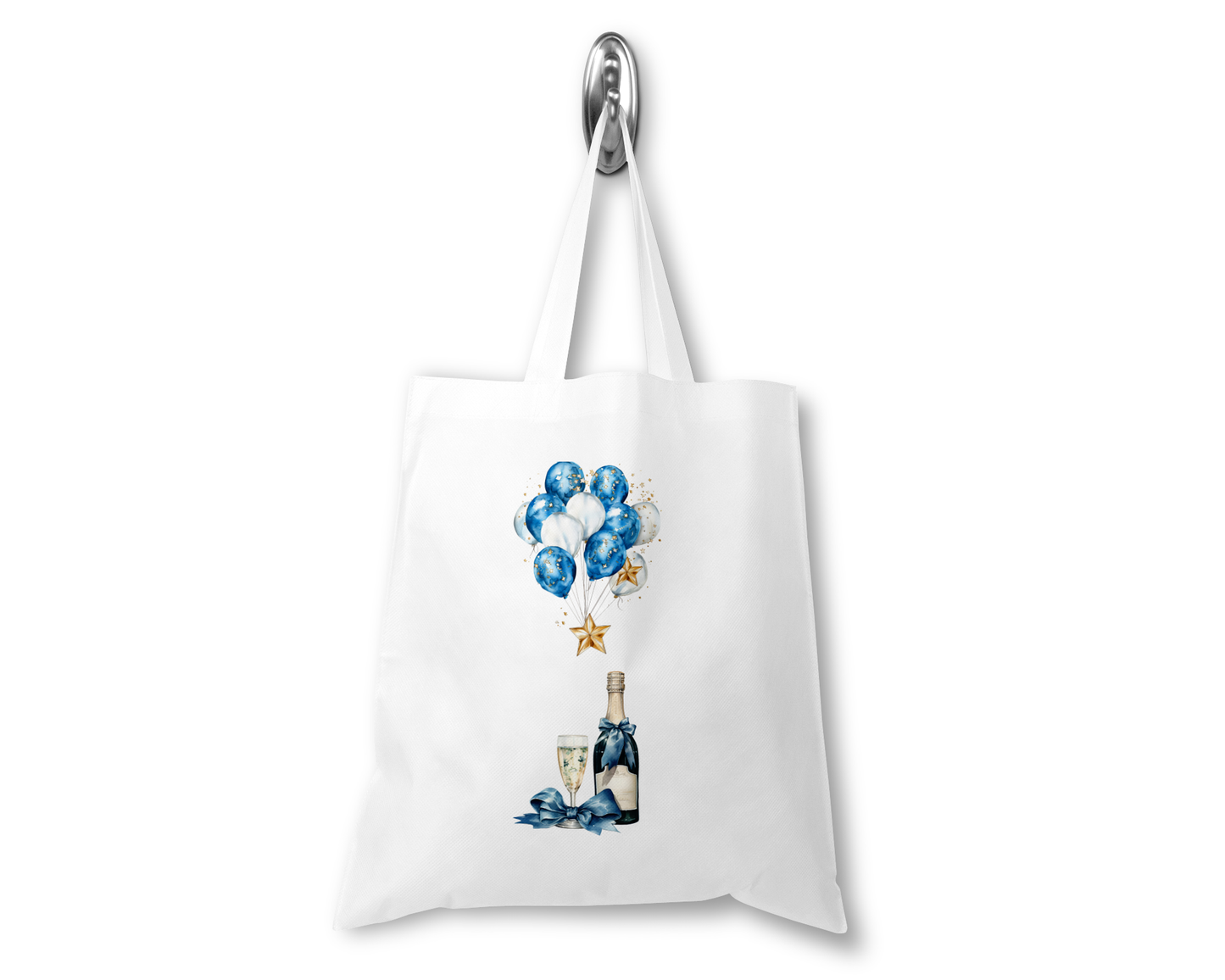 Personalised Tote Shopping Bag - Birthday Blue Balloons Design