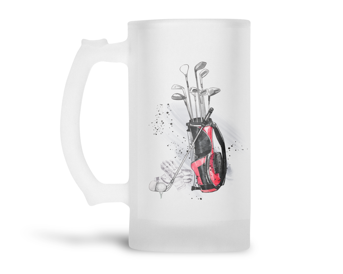 Personalised Frosted Glass Tankard (0.8 Pint) - Golf Design