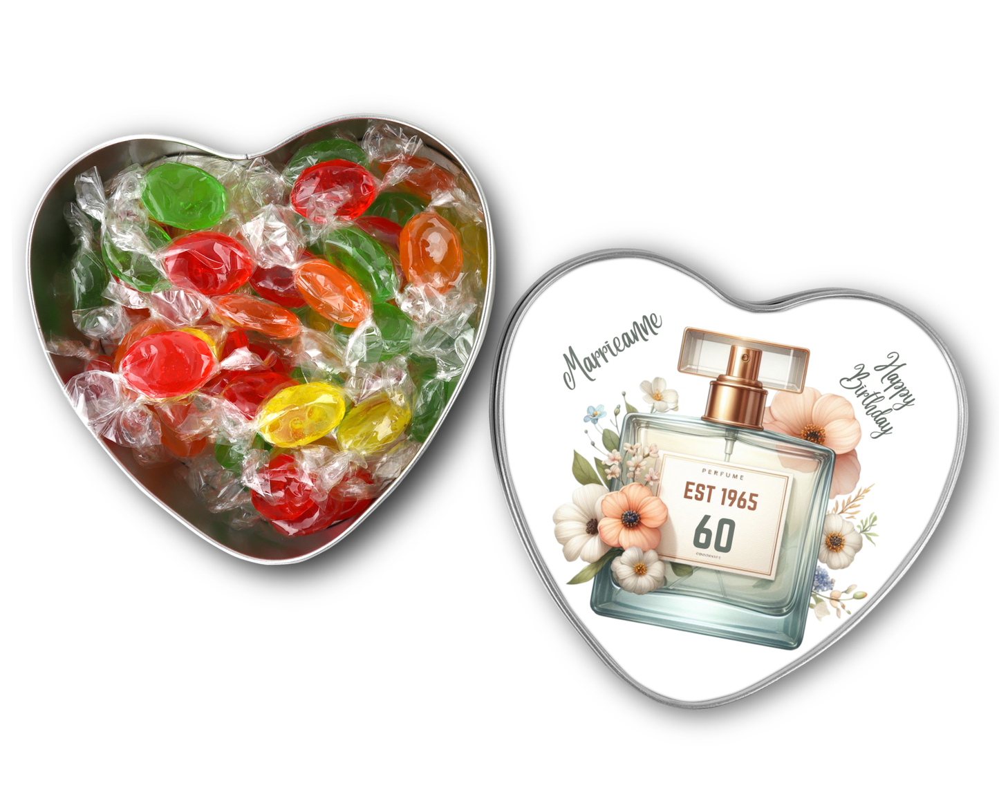 Personalised Heart Sweet Keepsake Tin - Perfume Birthday