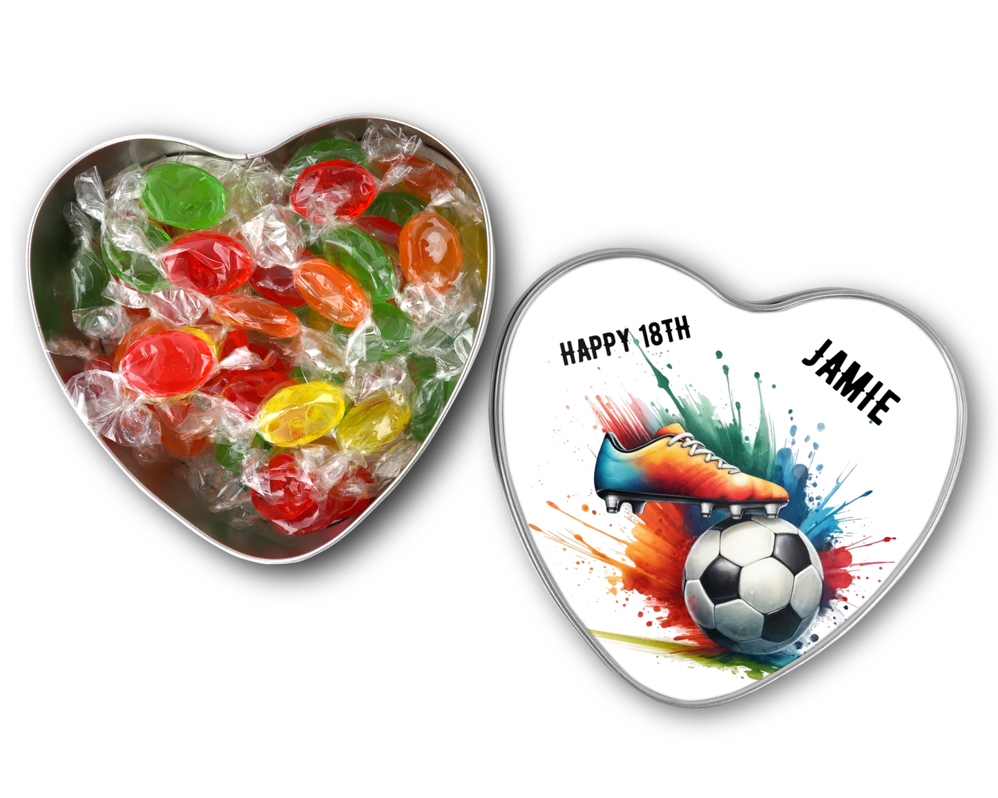 Personalised Heart Sweet Keepsake Tin - Football Boot