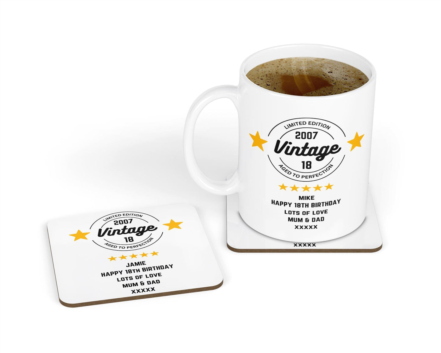 Personalised Mug & Coaster - Vintage Birthday