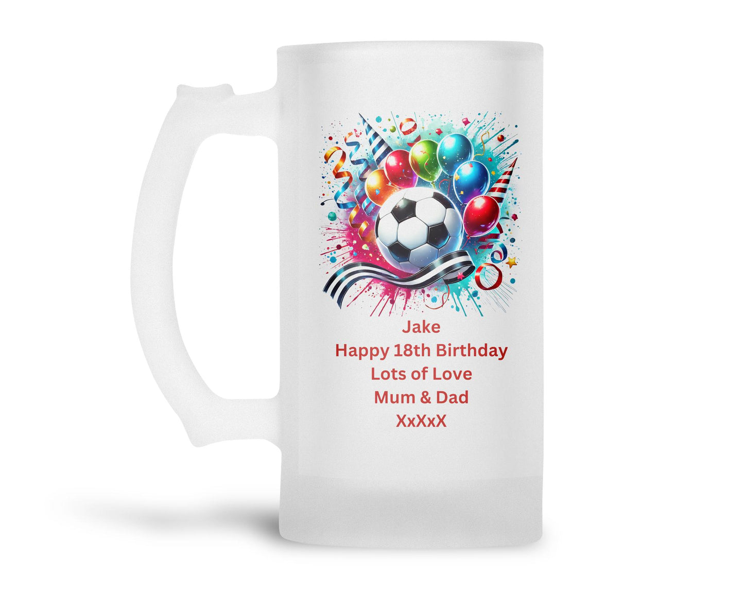 Personalised Frosted Glass Tankard - Football Birthday