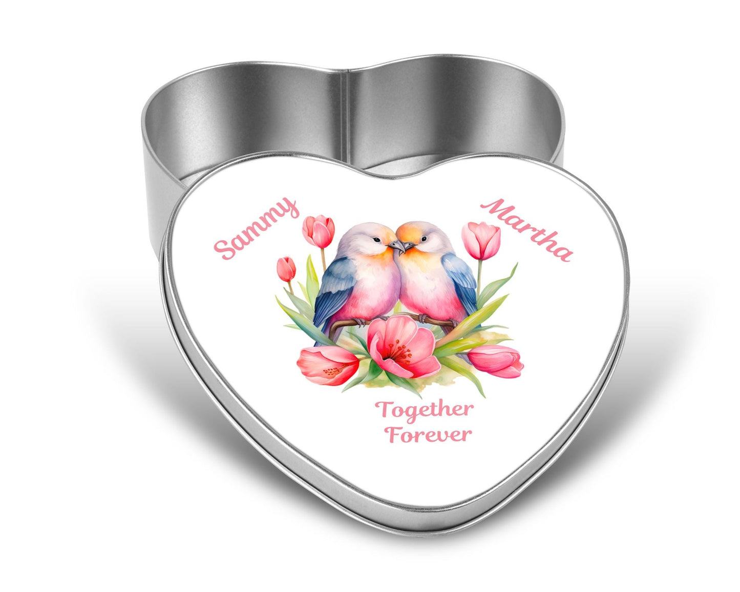 Personalised Heart Sweet Keepsake Tin - Love Birds