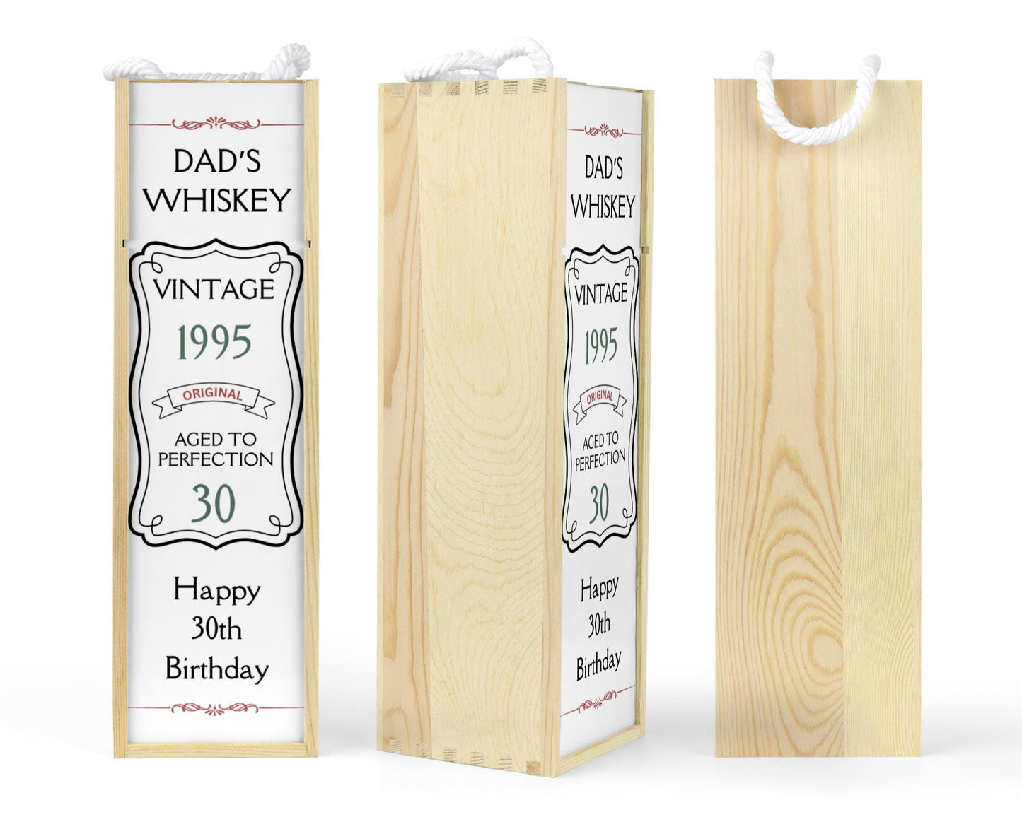 Personalised Wooden Bottle Gift Box - Vintage Birthday Design