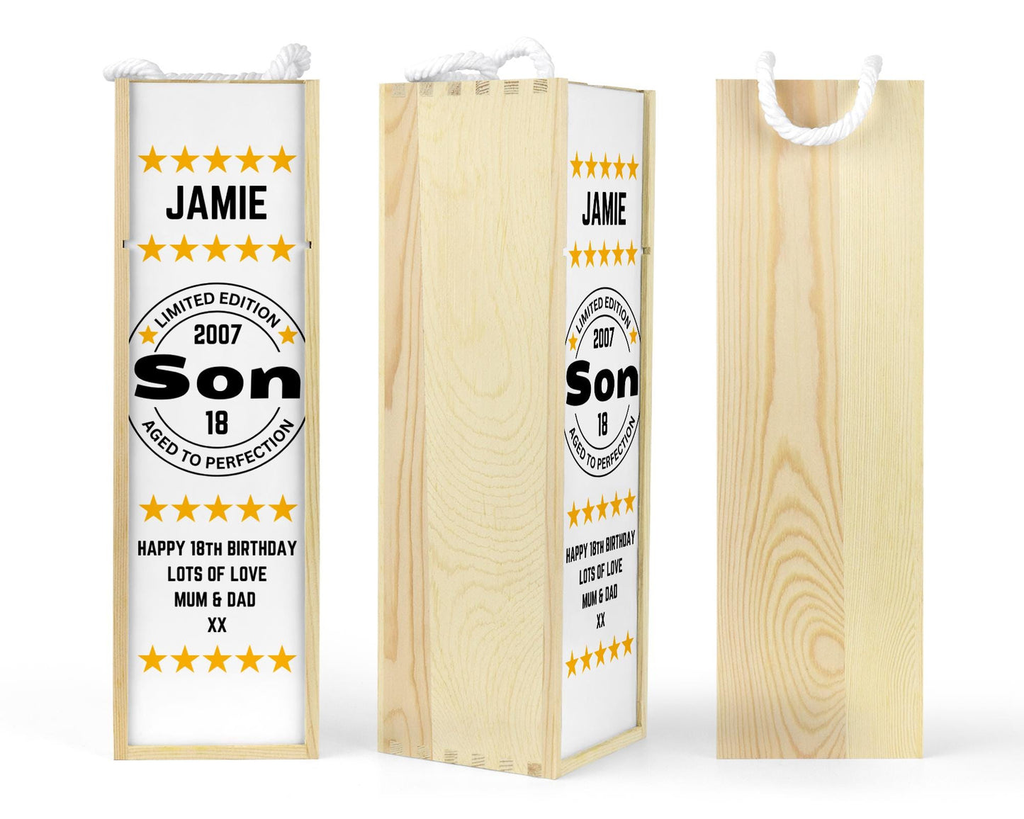 Personalised Wooden Bottle Gift Box - Son Birthday Design