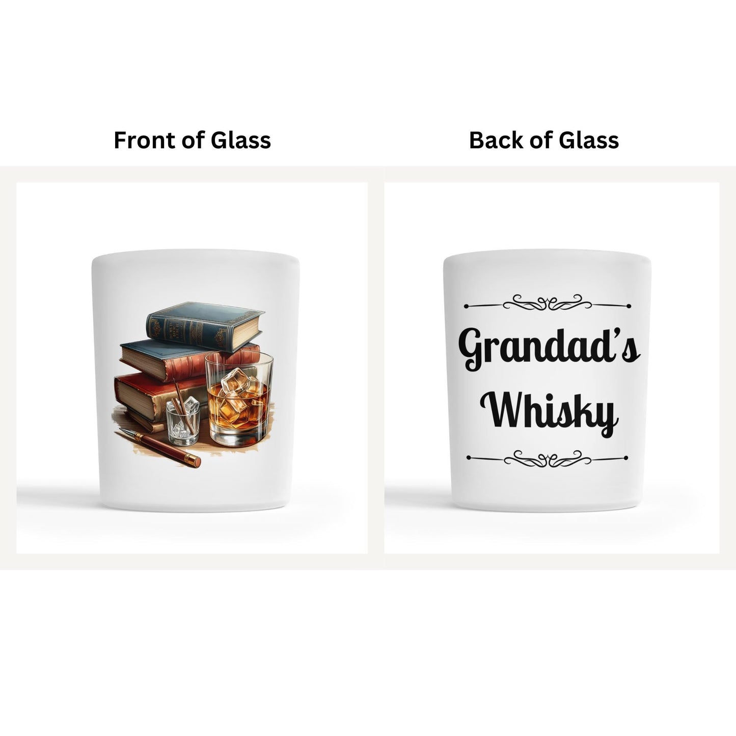 Personalised Whisky Glass - Books Design