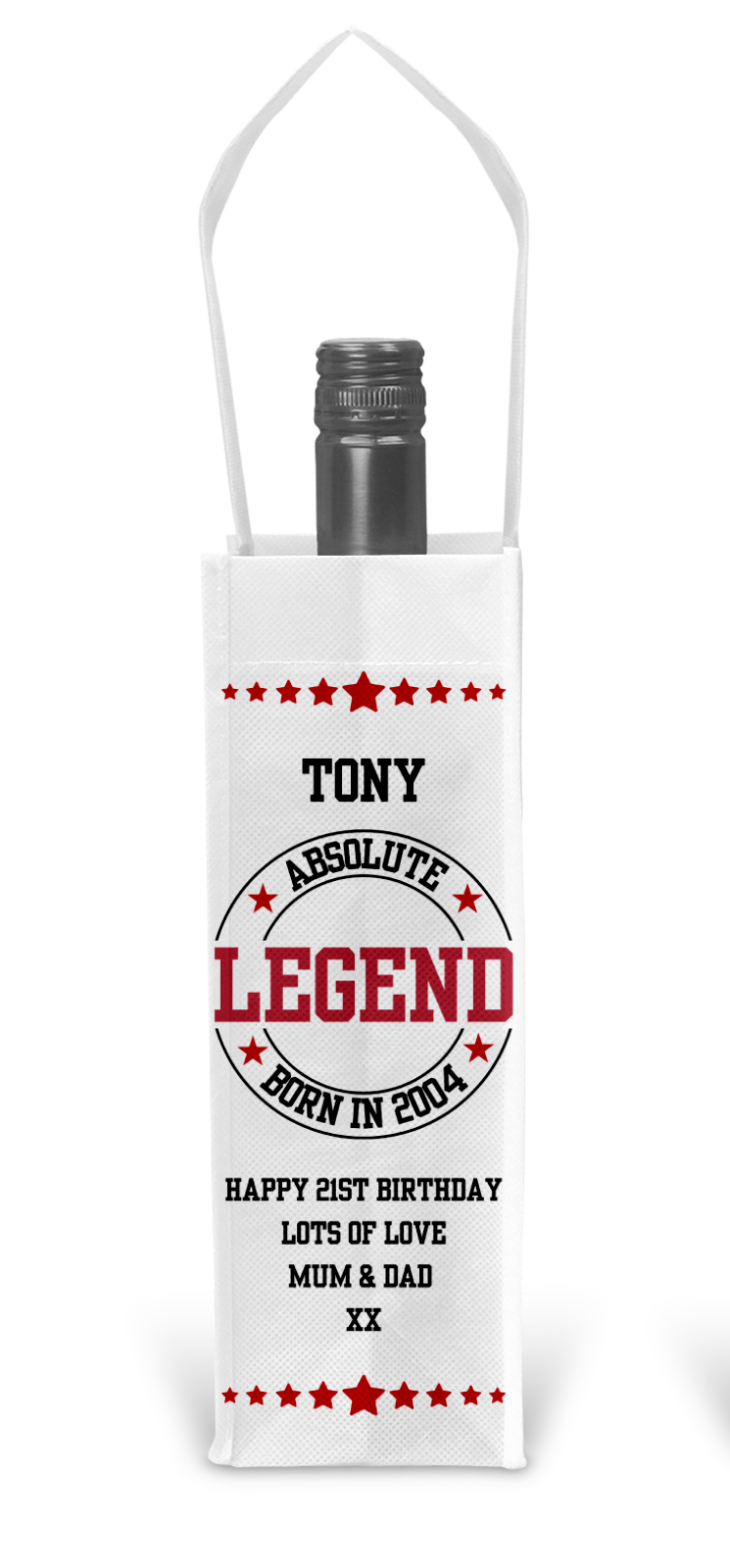 Personalised Bottle Gift Bag - Absolute Legend Birthday Design