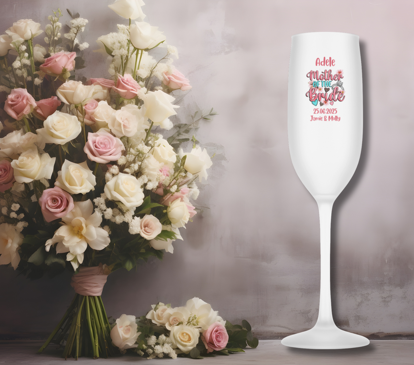 Personalised Flute Glass - Mother of the Bride Wedding