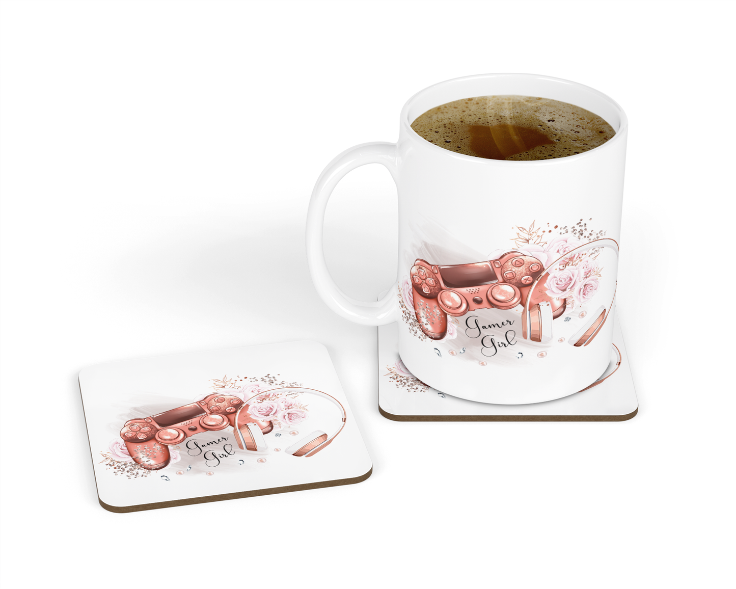 Personalised Mug & Coaster - Gamer Girl Design