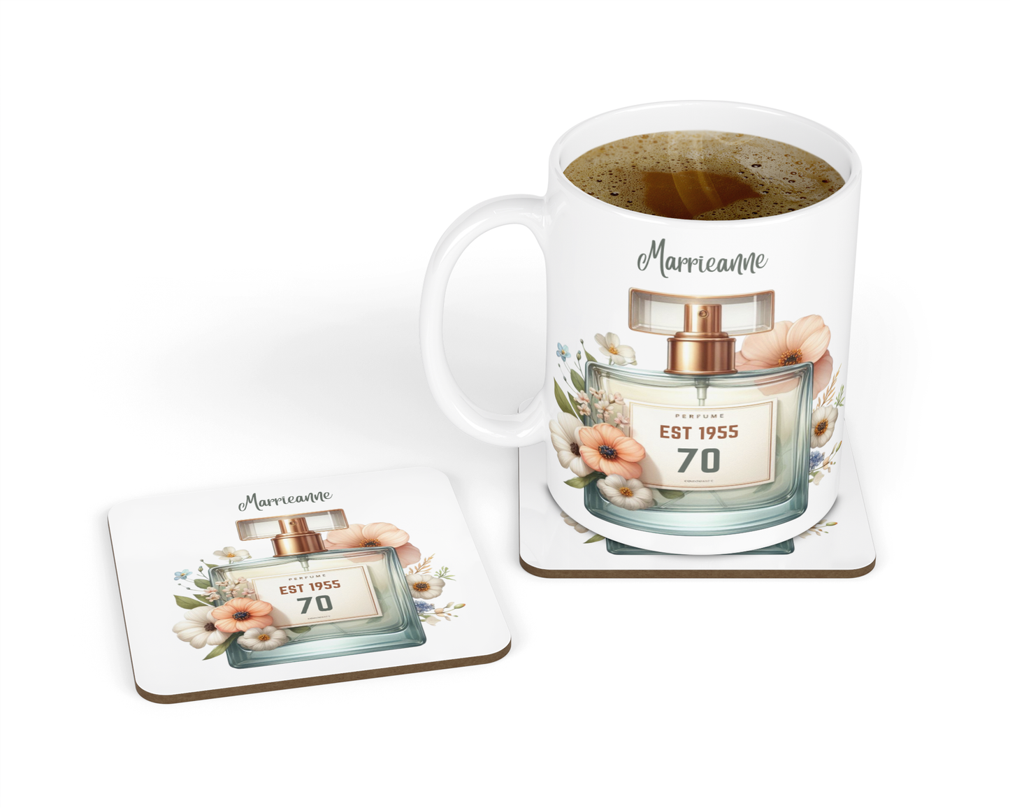 Personalised Mug & Coaster - Birthday Perfume