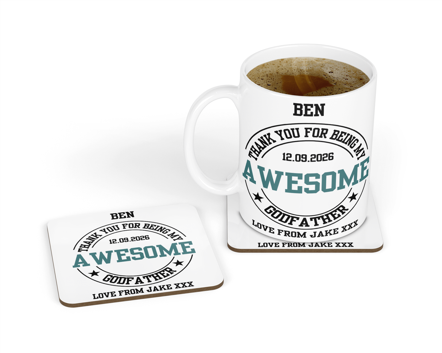 Personalised Mug & Coaster - Awesome Godfather