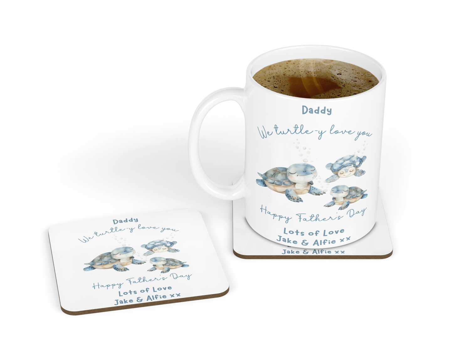 Personalised Mug & Coaster - Turtles Design