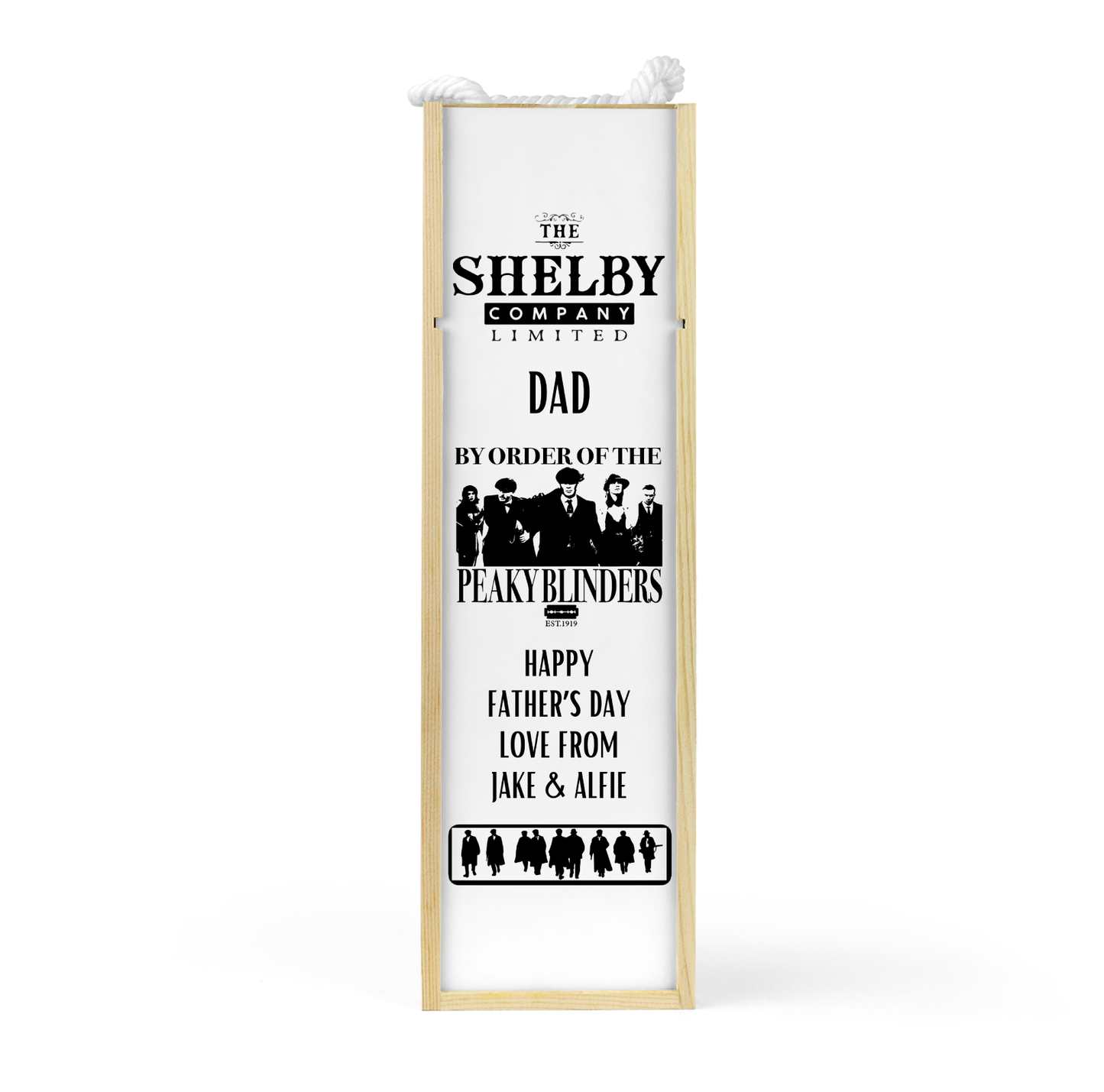 Personalised Wooden Wine Bottle Gift Box - Peaky Blinders Design