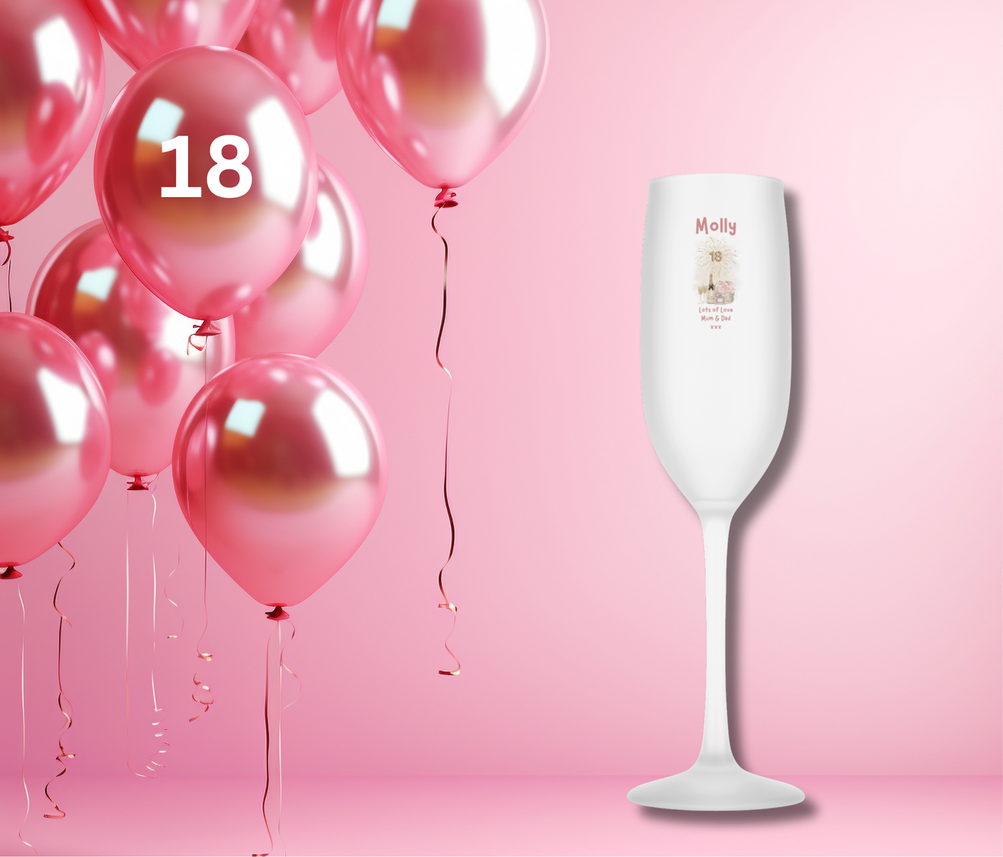 Personalised Flute Glass - 18th Birthday Champagne Design