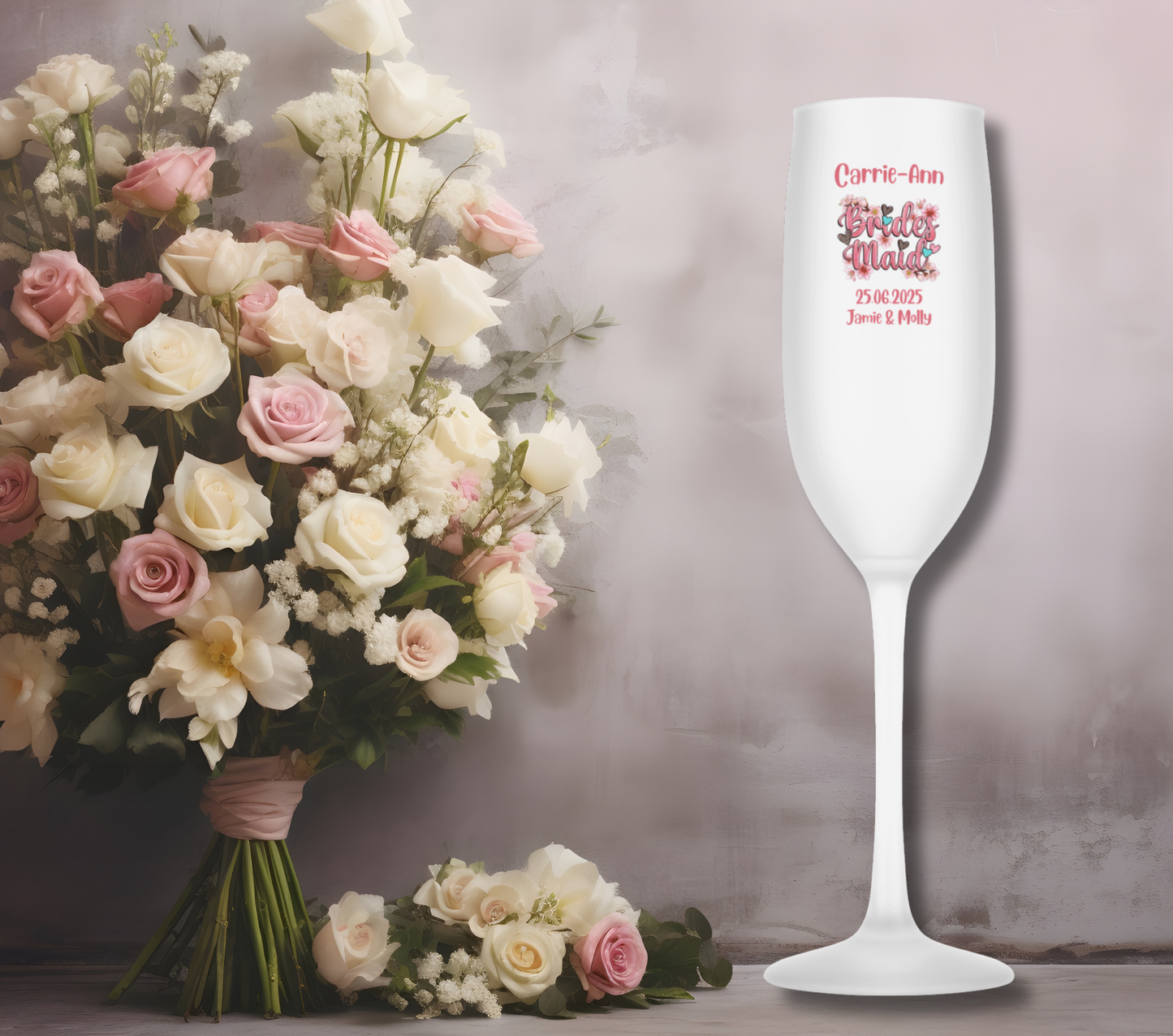 Personalised Flute Glass - Bridesmaid Wedding