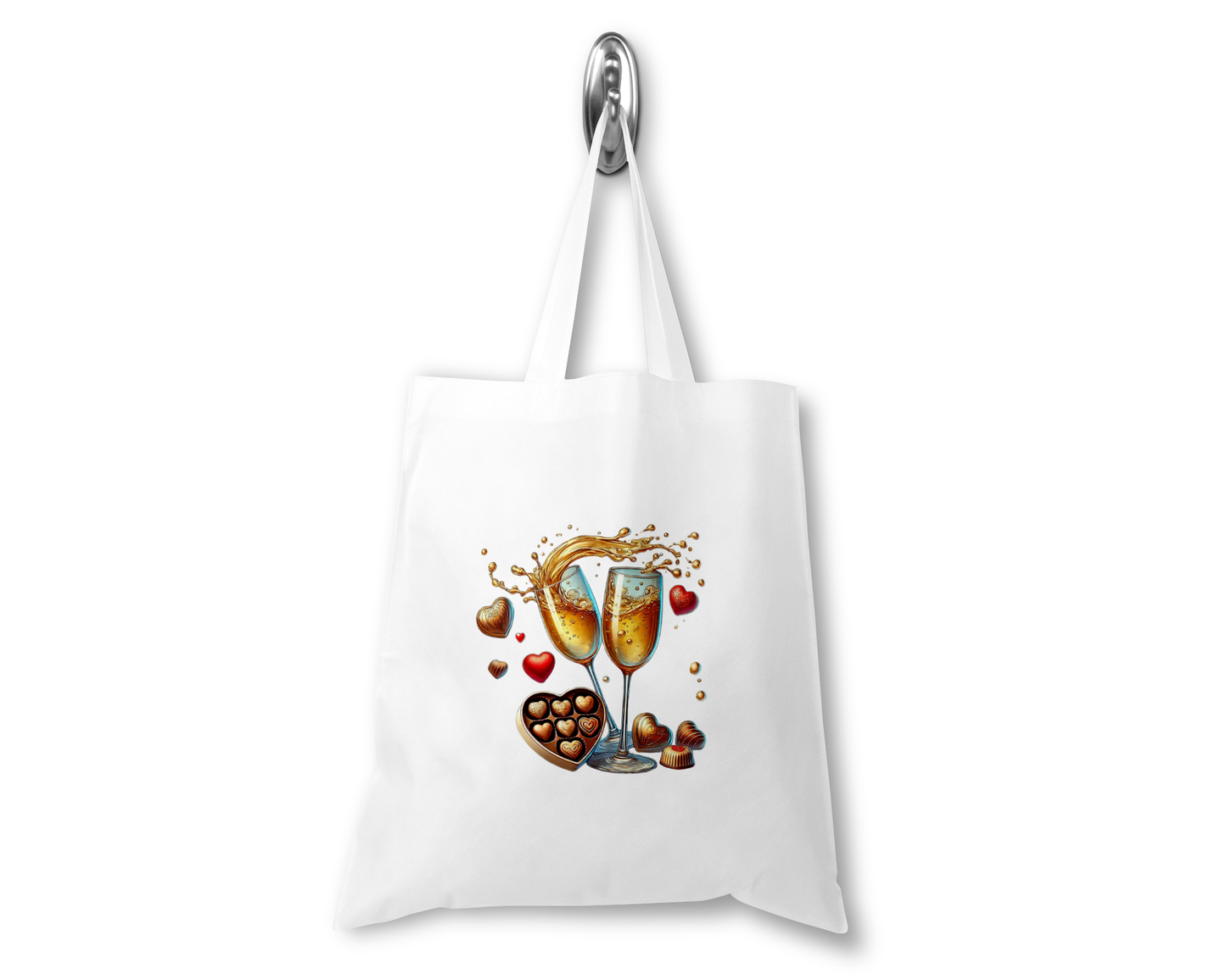 Personalised Tote Shopping Bag - Prosecco & Chocolates Design
